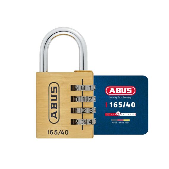 ABUS Zahlenschloss 165/40 - Vorhängeschloss aus Messing - mit individuell einstellbarem Zahlencode - Kofferschloss / Spindschloss - ABUS-Sicherheitslevel 4