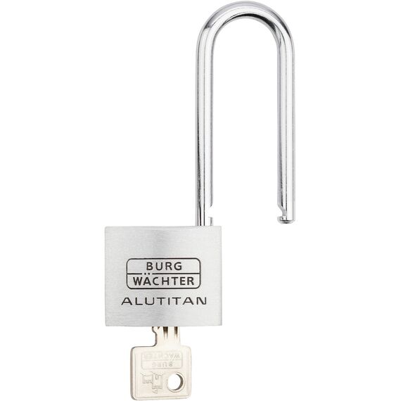 Burg-Wächter Vorhangschloss, Vorhängeschloss mit Schlüssel, 6,9 mm Bügelstärke, massives Aluminiumschloss, Innenwerk rostfrei, Gehärtet, Alutitan 770 HB 40 65 SB