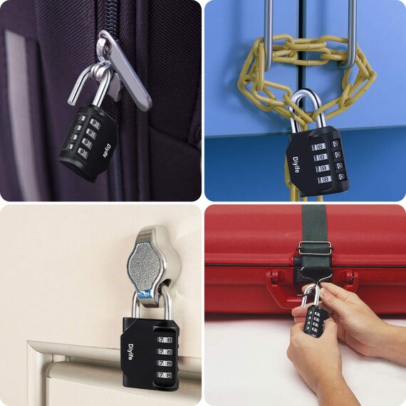 Diyife 3 Stück 4-Stelliges Zahlenschloss, Vorhängeschloss, Kombinationsschloss, Wetterfestes Metall, Plated Steel Combination Lock für Schule, Gym Locker, Hasp Cabinet, Storage, Garage, Gatter