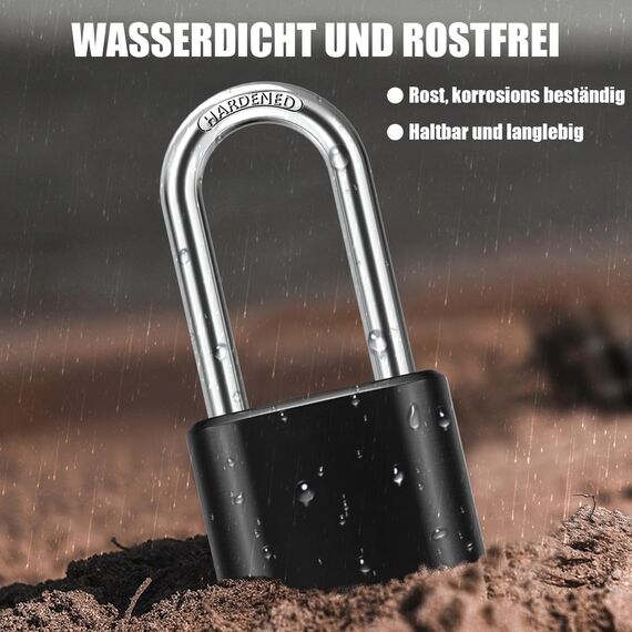 Diyife Schwer Zahlenschloss mit Langem Schäkel [8MM Dicker], Wetterfestes 4-Stelliges Kombinationsschloss Draußen Sicherheitsschloss Wasserdicht und Diebstahlsicher für Hof, Zaun, Garagen, Gartenzaun