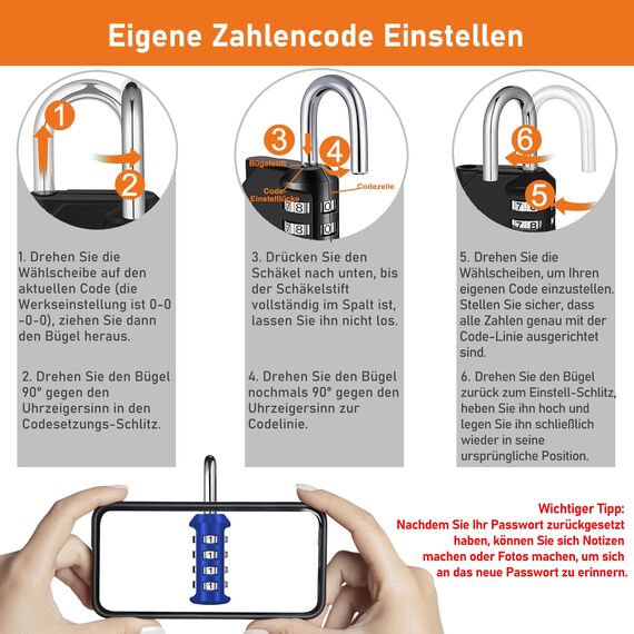 NAGE Zahlenschloss Vorhängeschloss 4 Stellig, Spindschloss für Fitnessstudio und Schule, Vorhängeschloss Zahlen Wetterfest für Tür, Gartenzäunen, Garagen, Kellertür, Zäunen (2 Stücke, Blau)