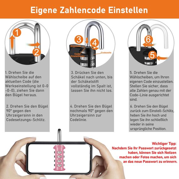 NAGE Schloss mit Zahlencode, Zahlenschloss Vorhängeschloss, Zahlenschloss 4 Stellig, Spind Schloss für Fitnessstudio und Schule, Vorhängeschloss Wetterfest für Tür, Gartenzäunen (1 Stück, Rosa)