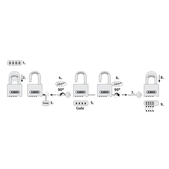 ABUS Zahlenschloss 180IB/50 - Vorhängeschloss aus Messing - wetterfest - mit individuell einstellbarem Zahlencode - ABUS-Sicherheitslevel 5 - Messingfarben