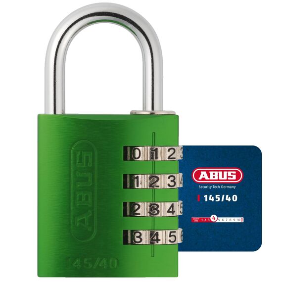 ABUS Zahlenschloss 145/40 Grün - Kofferschloss, Spindschloss u. v. m. - Aluminium-Vorhängeschloss - individuell Einstellbarer Zahlencode - ABUS-Sicherheitslevel 4