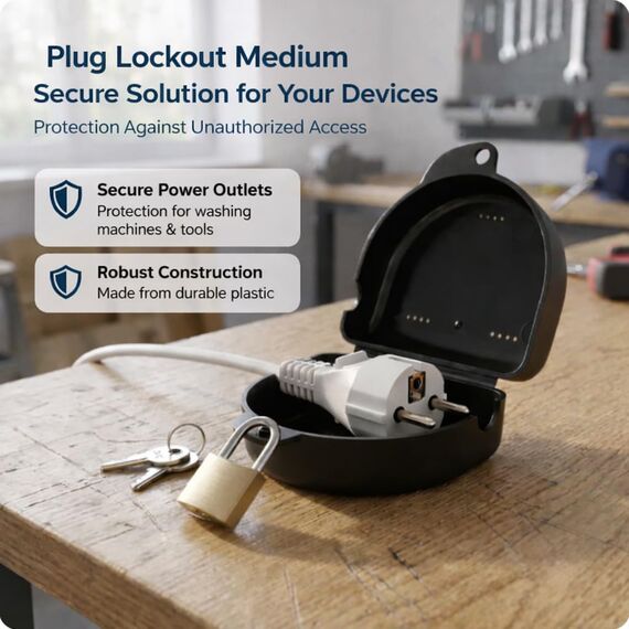 haggiy Steckerschloss – Abschließbare Sicherheitsbox für Schuko & Eurostecker, Steckersafe zum Schutz vor unbefugtem Zugriff, schwarz
