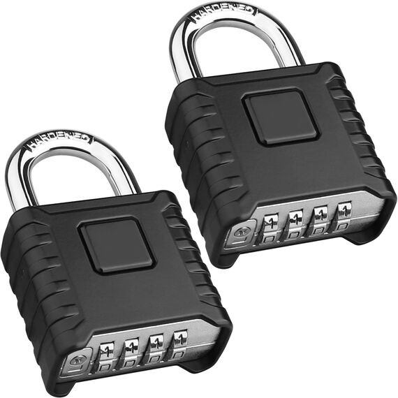 2 Pack Robustes Vorhängeschloss mit Zahlencode, Diyife Wetterfestes Zahlenschloss mit 8MM Schäkel, aus 304 Edelstahl, für Hof, Garagen, Tore, Zaun, Keller - Schwarz