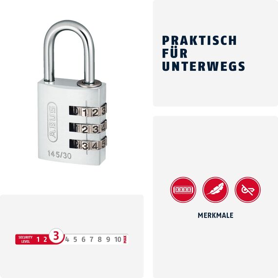 ABUS Zahlenschloss 145/30 Grün - Kofferschloss, Spindschloss u. v. m. - Aluminium-Vorhängeschloss - individuell einstellbarer Zahlencode - ABUS-Sicherheitslevel 3