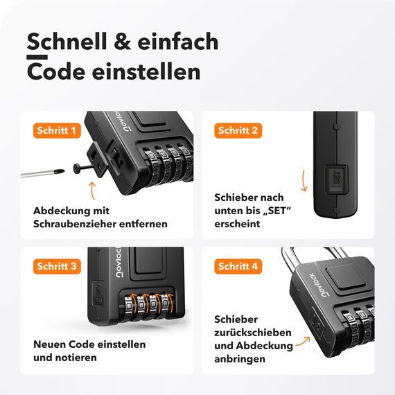 Vorhängeschloss mit Zahlencode – robustes, wetterfestes 4-stelliges Zahlenschloss mit starkem 7 mm Bügel – für Spinde, Schränke, Tore, Zäune, Schuppen & Garten – 1er-Pack, Schwarz