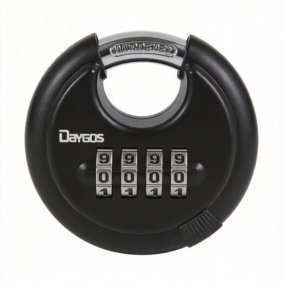 DAYGOS Zahlenschloss Vorhängeschloss, Schloss Mit Zahlencode Zahlen 4 Stellig, Wetterfest Rundbügelschloss, Zaun, Lagereinheit, Anhänger, 10 mm Bügelstärke, 70 mm (Schwarz)