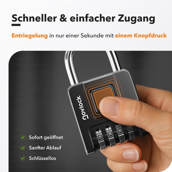 Vorhängeschloss mit Zahlencode – robustes, wetterfestes 4-stelliges Zahlenschloss mit starkem 7 mm Bügel – für Spinde, Schränke, Tore, Zäune, Schuppen & Garten – 1er-Pack, Schwarz
