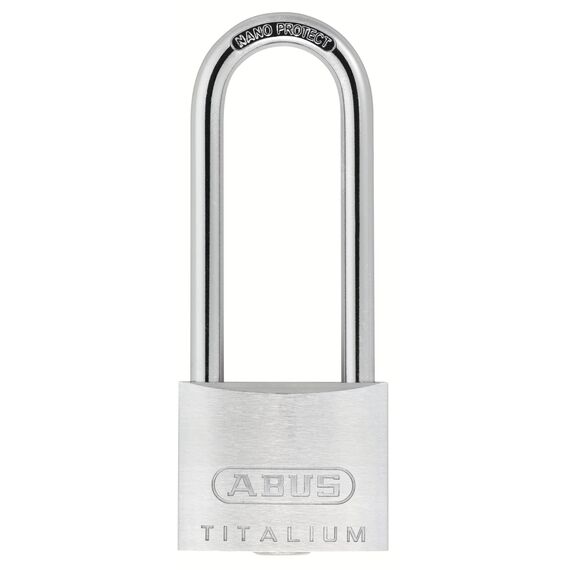 ABUS Vorhängeschloss Titalium 64TI/40HB63 mit hohem Bügel - Kellerschloss mit Schlosskörper aus Spezial-Aluminium - gehärteter Stahlbügel - ABUS-Sicherheitslevel 5