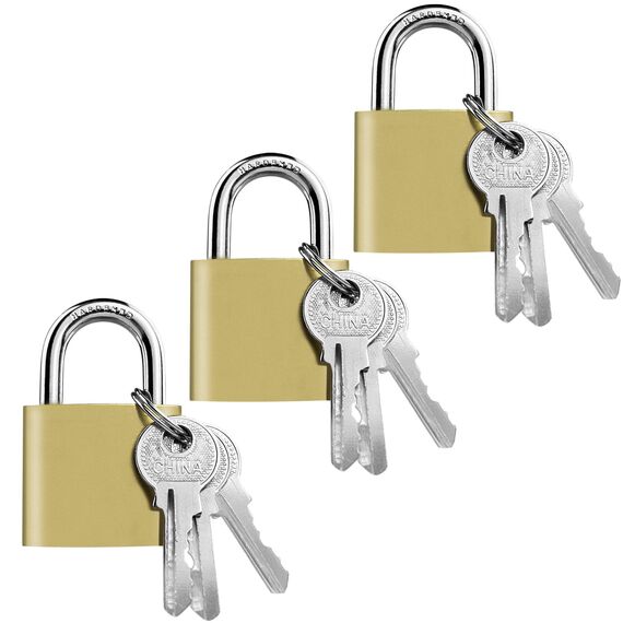 Nutabevr 3 Stück Vorhängeschloss,32mm Schloss Klein mit 9 schlüssel,Vorhängeschlösser für Rucksäcke,Reisetaschen,Werkzeugkisten,Kellerschloss,Spind,Koffer,Fitnessstudio Schließfächer,Fahrradschloss