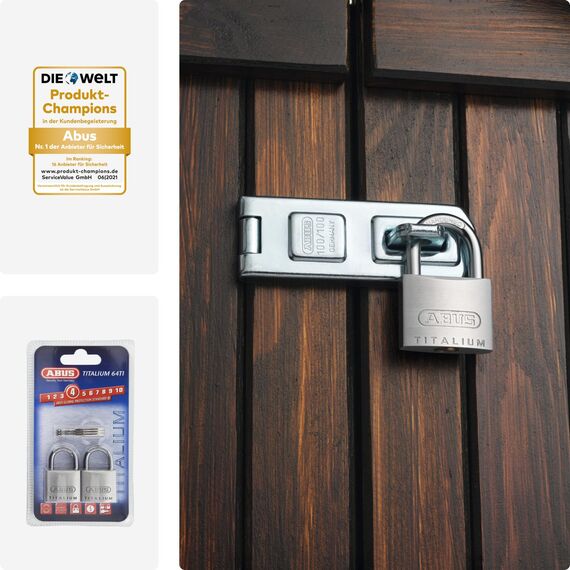 ABUS Vorhängeschloss Titalium 64TI/30 - 2er Set, gleichschließend - Kellerschloss mit Schlosskörper aus Spezial-Aluminium - gehärteter Stahlbügel - ABUS-Sicherheitslevel 4