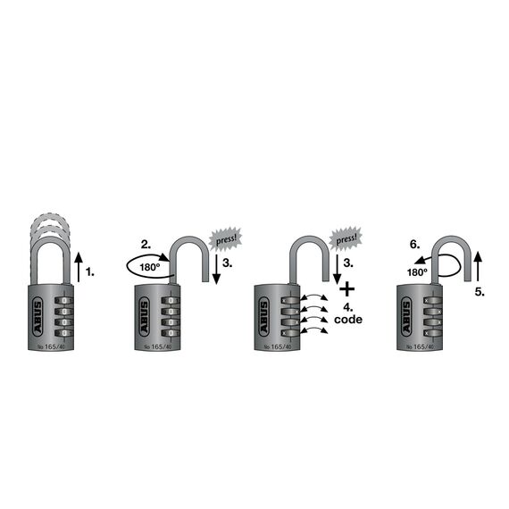 ABUS Zahlenschloss 165/40 - Vorhängeschloss aus Messing - mit individuell einstellbarem Zahlencode - Kofferschloss/Spindschloss - ABUS-Sicherheitslevel 4-2er Set