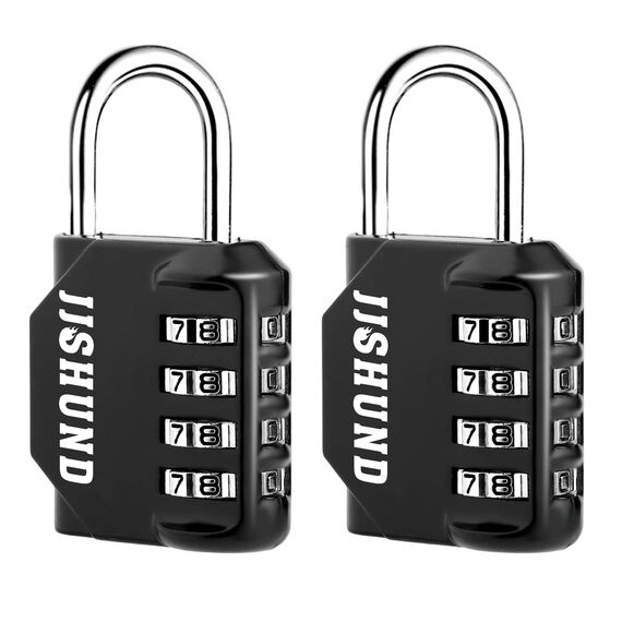 2 Stück Vorhängeschloss Zahlenschloss, 4 Stellig Zinklegierung Schloss Mit Zahlencode, Metall Vorhängeschloss mit Zahlencode für Spind Fitnessstudio Werkzeugkasten (Schwarz)