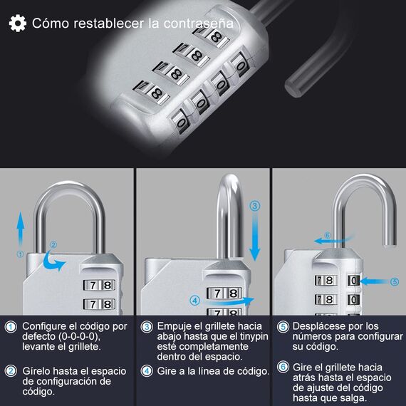 Diyife 2 Pack 4-Stelliges Zahlenschloss, Kombinationsschloss, Vorhängeschloss, Wetterfestes Metall & Plated Steel Combination Lock für Schule, Gym & Sports, Hasp Cabinet & Storage - Silber