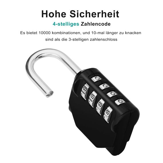 ZHEGE Schloss mit Zahlencode, Vorhängeschloss mit Zahlencode 4 Stellig für Fitnessstudio, Spindschloss, Vorhängeschloss Wetterfest für Garagen (2 Stücke, Schwarz & Rosa)