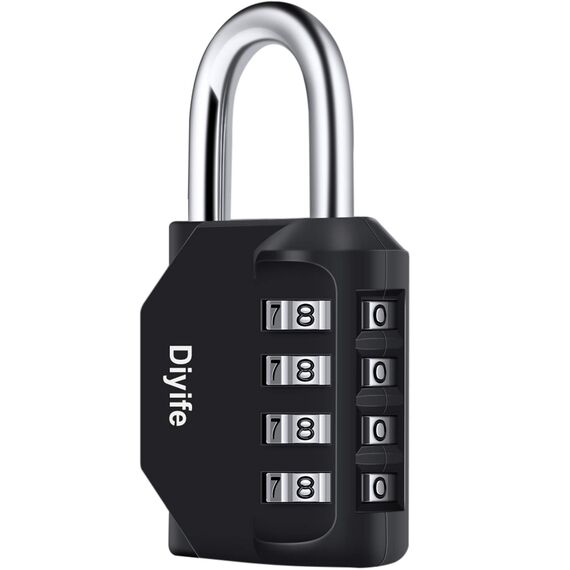 Zahlenschlösser Vorhängeschloss 4-Stelliges, Diyife® Kombinationsschloss, Wetterfestes Metall & Plated Steel Combination Lock für Schule, Gym & Sports Locker, Hasp Cabinet & Storage - Schwarz