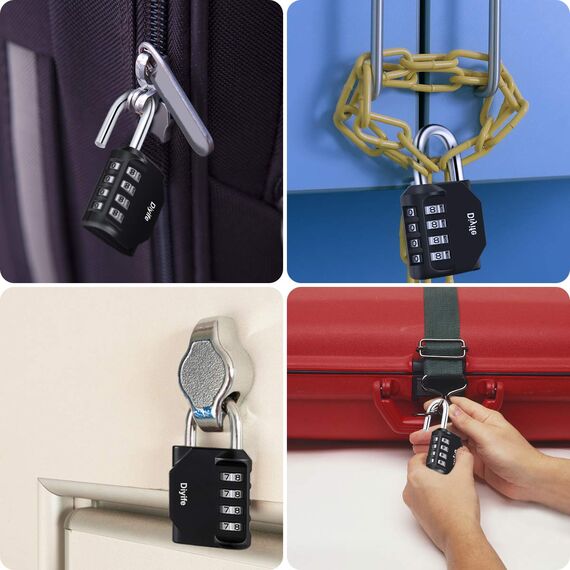 Zahlenschlösser Vorhängeschloss 4-Stelliges, Diyife® Kombinationsschloss, Wetterfestes Metall & Plated Steel Combination Lock für Schule, Gym & Sports Locker, Hasp Cabinet & Storage - Schwarz