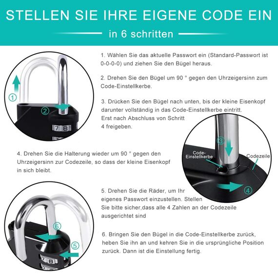 ZHEGE 4-stellig Vorhängeschloss Zahlen, 115 mm Gesamthöhe, 66,5 mm Bügelhöhe, Schloss Zahlencode für Fitnessstudio Spind, Schwerlast Wetterfest Vorhangeschloss für Tür, Gartenzäunen (2 Stücke, Rot)