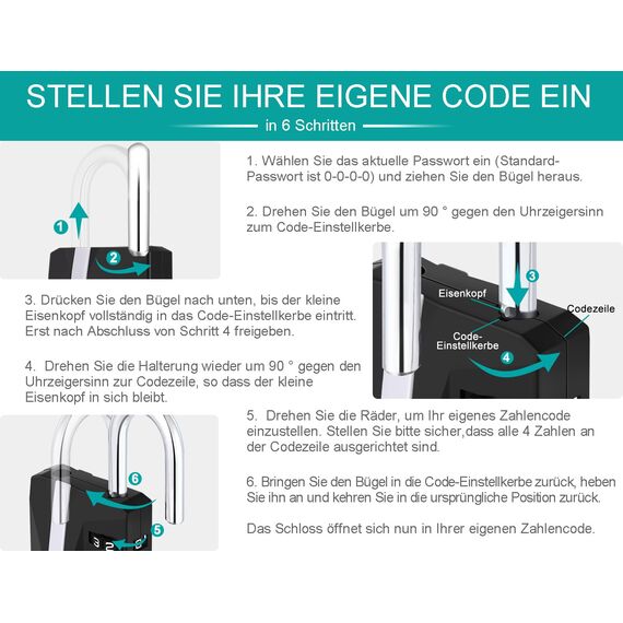 ZHEGE Schloss mit Zahlencode 4 Stellig, Vorhängeschloss Zahlen Große für Fitnessstudio Spind, Schulspind, Schrank, Wetterfest Zahlenschloss Außenbereich für Gartentür, Kellertür, Zäunen (Silber)