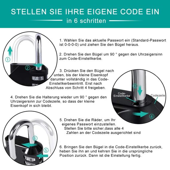 ZHEGE Zahlenschloss 4 Stellig, Vorhänge Vorhängeschloss mit Zahlencode für Fitnessstudio, Spindschloss, Vorhangschloss Ziffern Wetterfest für Tür, Gartenzäunen (Rosa)
