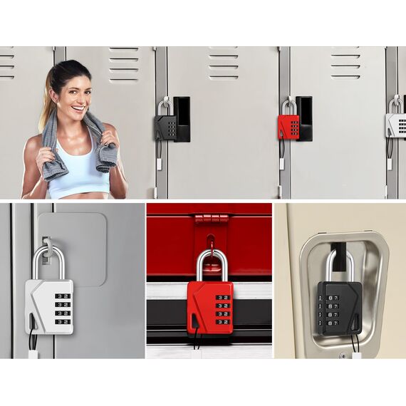 ZHEGE Zahlenschloss Vorhangeschloss, 4 Stelliges Vorhängschloss mit Zahlencode für Fitnessstudio Spind, Schule Schließfach, Schloss Zahlencode wetterfest für Schuppen, Zaun Tor (Rot, 1 Stück)