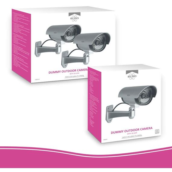 ELRO CDB25S-2 Außen Attrappe Kamera-Dummy Überwachungskamera mit LEDs-2 Pack
