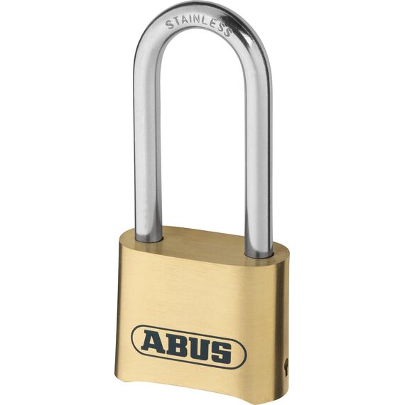 ABUS Zahlenschloss 180IB/50HB63 - Vorhängeschloss mit hohem Bügel - wetterfest - mit einstellbarem Zahlencode - ABUS-Sicherheitslevel 5 - Messingfarben (Packung mit 2)