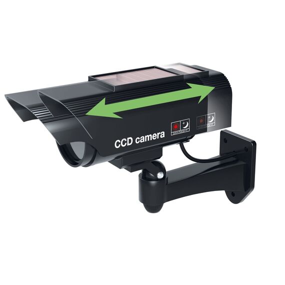 BASI | 3er Set Solar Kamera-Attrappe mit blinkendem LED-Licht | Dummy Kamera | Sicherheitskamera | Überwachungskamera für Innen- und Außenbereich solarbetrieben | Wandhalterung | Solar Panel | CCTV