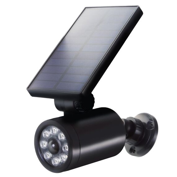 Maclean Solar Kamera-Attrappe mit Bewegungsmelder und LED-Licht | IP Überwachungskamera Attrappe mit Objektiv | IP44 - Außenbereich | 220 Lumen, 6500K | Solarbetrieben, Blinkende rote LED (1 Stück)