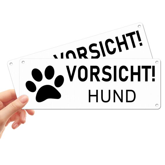 TAKULA 25 * 9CM Vorsicht Hund Schild,Warnung vor dem Hund Schilder,2 Stück Aluminium Hundeschild,Warnschilder Gegen Wind, Regen und Sonne,Hundeschilder für Gartenzau