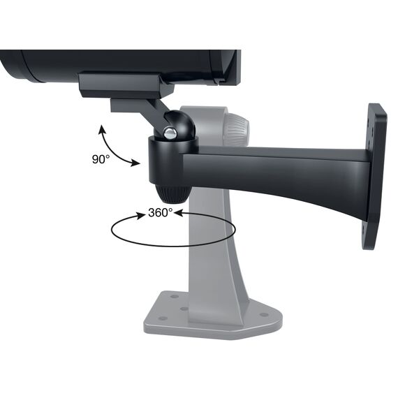 BASI | 2er Set Solar Kamera-Attrappe mit blinkendem LED-Licht | Dummy Kamera | Sicherheitskamera | Überwachungskamera für Innen- und Außenbereich solarbetrieben | Wandhalterung | Solar Panel | CCTV