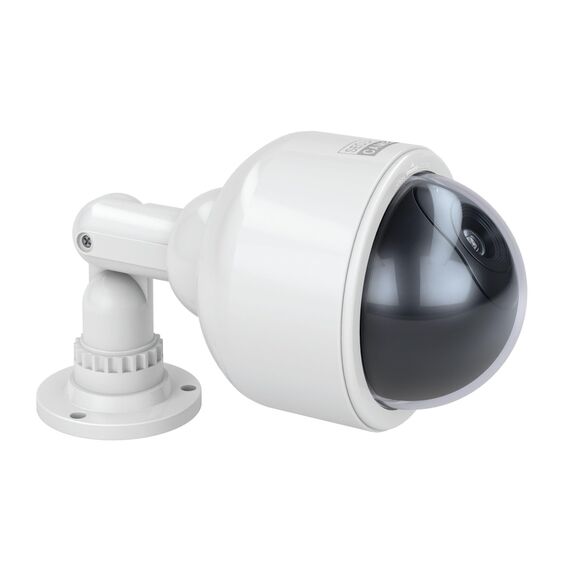 BASI | 2er Set Dome Kamera-Attrappe mit blinkendem LED-Licht | Dummy Kamera | Überwachungskamera für den Innen- und geschützten Außenbereich | 360 Grad Halterung | Weiß | CCTV