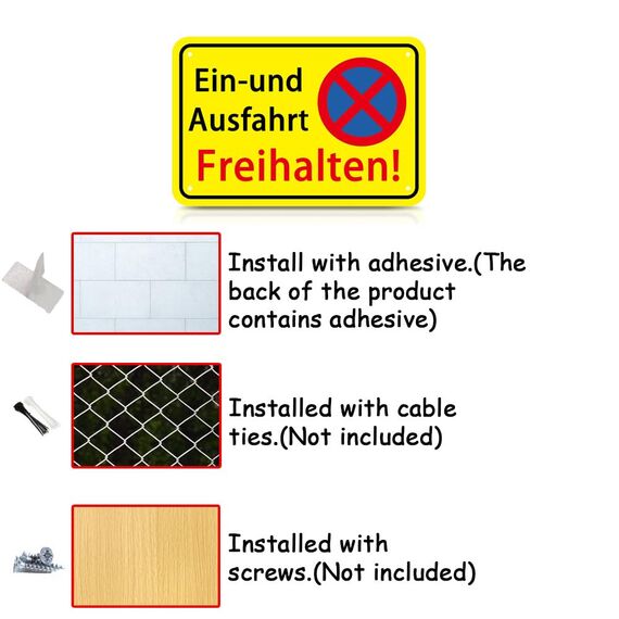 Einfahrt Ausfahrt Freihalten Schilder Metall Aluminium, 30X20 cm,Parken Verboten Schild Eingang Freihalten Auch Gegenüber, Warnschilder Verbotsschilder Zufahrt Freihalten