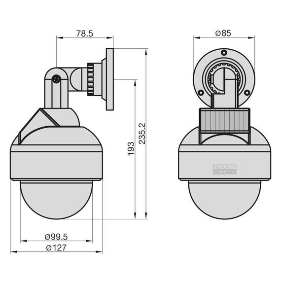 BASI | 2er Set Solar Kamera-Attrappe mit blinkendem LED-Licht | Dome Kamera | Dummy Kamera | Überwachungskamera für Innen- und geschützten Außenbereich | Solar Panel | 360 Grad Halterung | Schwarz