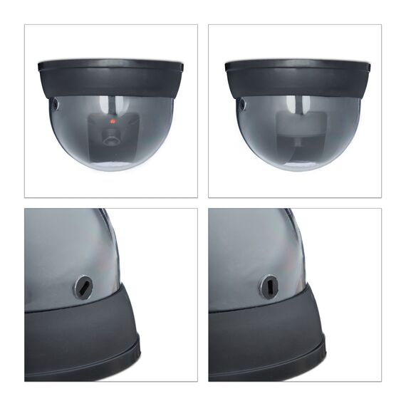 Relaxdays 8 x Kamera Attrappe im Sicherheits-Set, 4 Dome Kameras, 4 CCD-Kameras, Mit LED-Licht, Verstellbarer Kamerawinkel