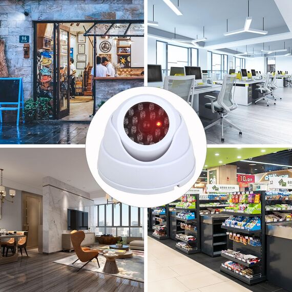 BUYGOO 2 pcs Kamera Attrappe, CCTV Dummy Sicherheits Dome Kameras, Fake überwachungskamera mit Rot Blinkender LED, Überwachungskamera Attrappen, Dummy Kamera Attrappe, für Innen Außenbereich