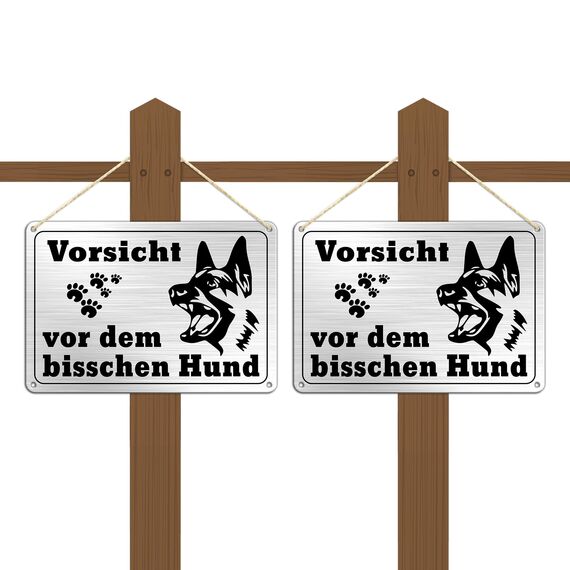 TAKULA 22 * 15CM Warnschilder - Vorsicht Bissiger Hund Schild, Metallschild mit Selbstklebenden und Vorgebohrten Löchern, 2er - Pack Warnung vor dem Hunde Schilder