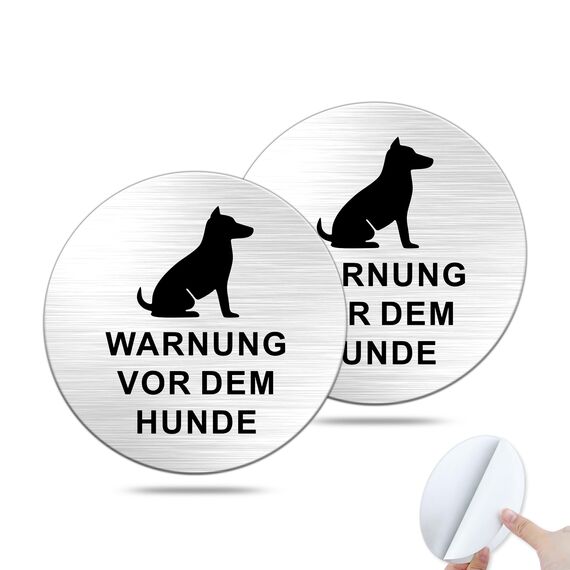 TAKULA Warnung vor dem Hunde Schilder,10CM Rund Achtung Hund Schild,Hundeschild für alle Oberflächen Geeignet,Warnschilder für den Innen- und Außeneinsatz geeignet