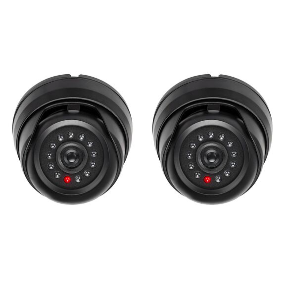 kwmobile 2X Dummy Kamera für Deckenunterbau - mit LED Licht - Dome Überwachungskamera Attrappe - täuschend echte Fake Security Camera in Schwarz