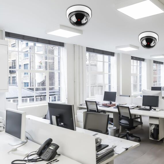 GOMETY 6 Stück Dummy Kamera mit Rot Blinkender LED, Täuschend echte Fake Security Camera, CCTV Dummy Überwachungskamera Attrappe Kamera, Fake Dome Camera für Zuhause und Büro Überwachung (Weiß) (6)