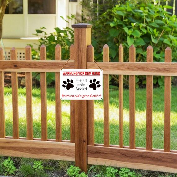 TAKULA Warnung vor Dem Hunde Schilder - “Hier ist mein Revier!”, 25 * 18cm Vorsicht Hund Schild, Reflektierendes Alu-Schild mit Klebebefestigung | 1 Stück
