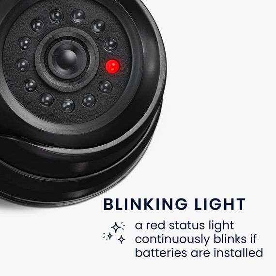 kwmobile 2X Dummy Kamera für Deckenunterbau - mit LED Licht - Dome Überwachungskamera Attrappe - täuschend echte Fake Security Camera in Schwarz