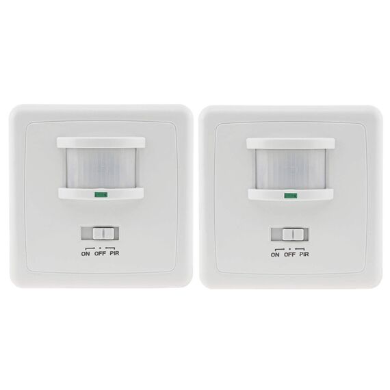 ChiliTec Bewegungsmelder 160° PIR Sensor einstellbar 3-Draht 230V 9m Reichweite Unterputz Wandmontage LED-geeignet Parallel-Schaltung Weiß 2 Stück