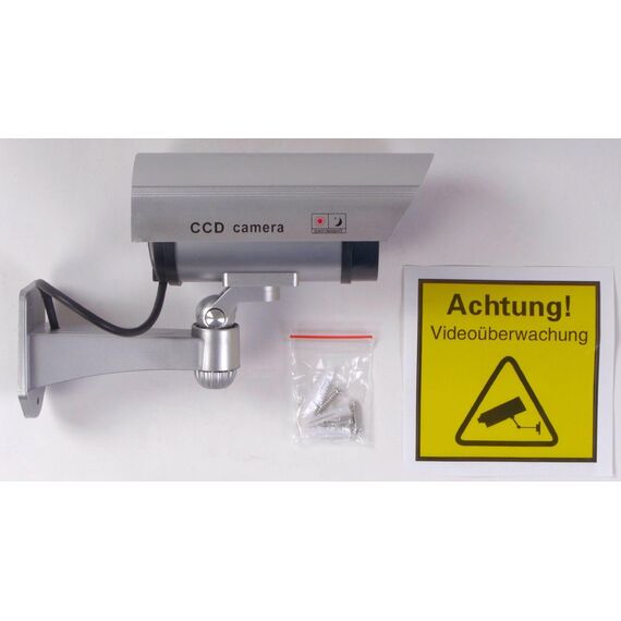 BURI Überwachungskamera-Attrappe LED Dummy Fake Kamera Camera CCD außen und innen