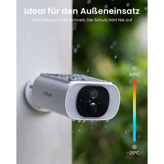 ieGeek 2K Überwachungskamera Aussen Akku mit Solarpanel, überwachungskamera Aussen Solar mit Spotlight, PIR-Bewegungserkennung,2,4GHz WLAN, 6S Cloud-Speicher-Zyklus, Ohne ABO