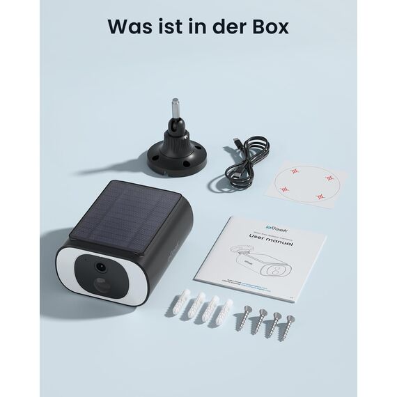 ieGeek 2K Überwachungskamera Aussen Akku, 2.4Ghz überwachungskamera Aussen Solar mit Built-In Solarpanel，Farbnachtsicht, PIR-Bewegungserkennung, Alexa, 2-Wege-Audio, Schwarz(2 Pack)