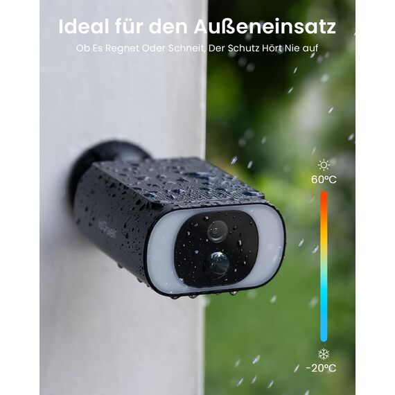 ieGeek 2K Überwachungskamera Aussen Akku mit Solarpanel, überwachungskamera Aussen Solar mit Spotlight, PIR-Bewegungserkennung,2,4GHz WLAN, 6S Cloud-Speicher-Zyklus, Ohne ABO