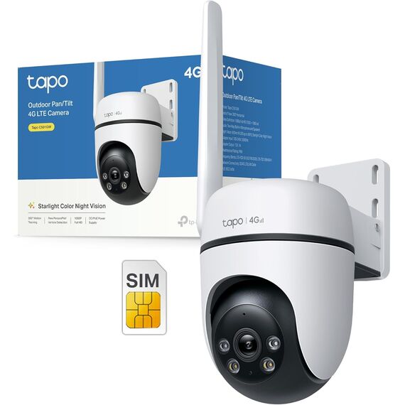Tapo C501GW 360° 4G LTE Überwachungskamera mit SIM-Kartenslot, kein WLAN erforderlich, Starlight farbige Nachtsicht, AI-Erkennung, DC/PoE-Stromversorgung, 1080P, IP66, lokaler und Cloud-Speicher